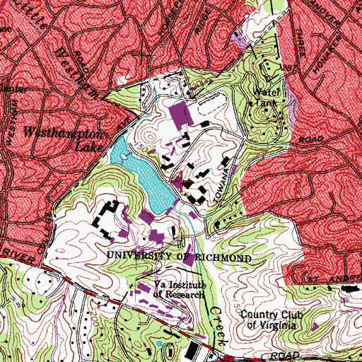 Topographic Map of Boatwright Memorial Library, VA