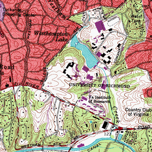 Topographic Map of Camp Concert Hall, VA