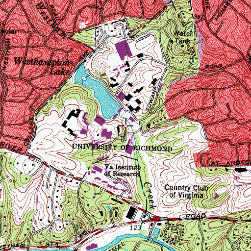 Topographic Map of Campus Ministries Center, VA