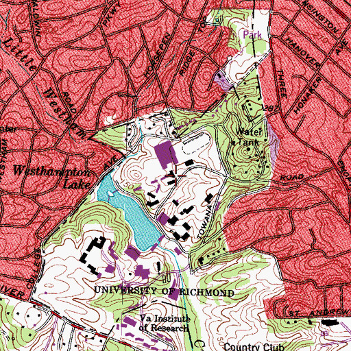 Topographic Map of Robins Memorial Hall, VA