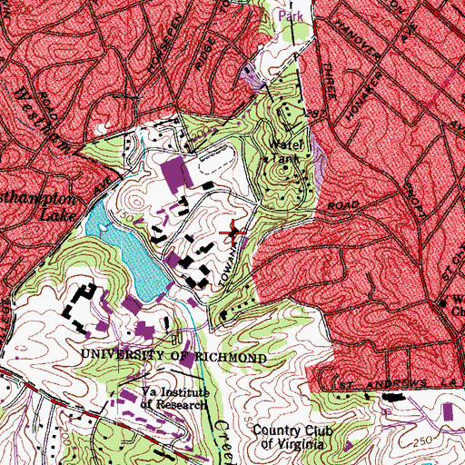 Topographic Map of Robins School of Business, VA