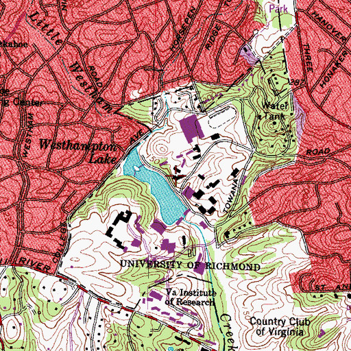 Topographic Map of Thomas Memorial Hall, VA