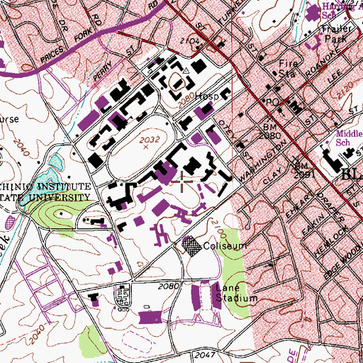 Topographic Map of Payne Hall, VA