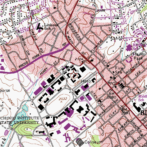 Topographic Map of Arts and Science Administration Building, VA