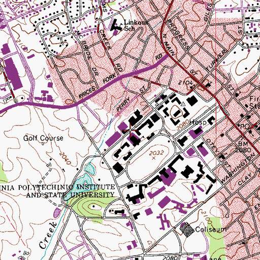 Topographic Map of Burchard Hall, VA