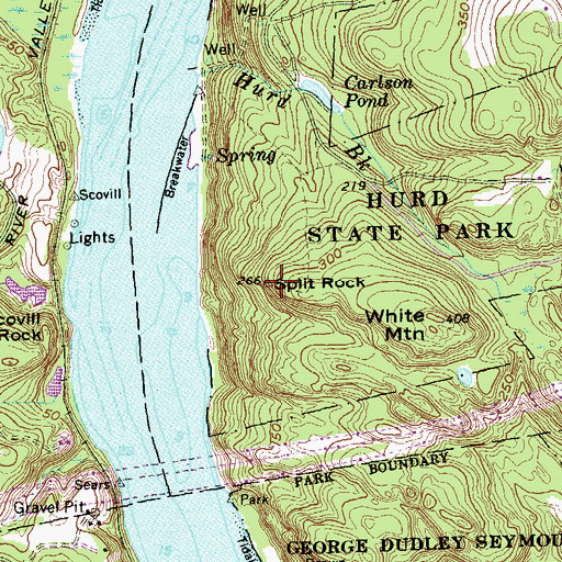 Topographic Map of Split Rock, CT