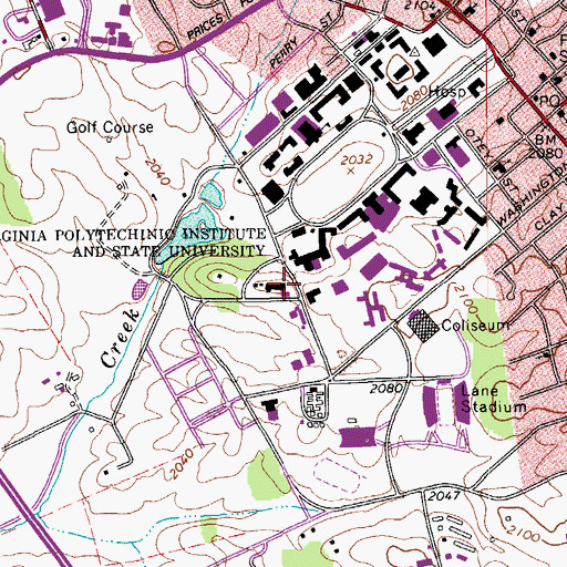 Topographic Map of Hillcrest Hall, VA