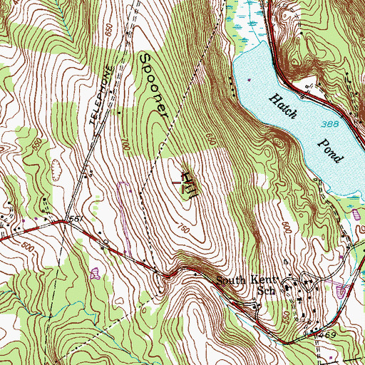Topographic Map of Spooner Hill, CT