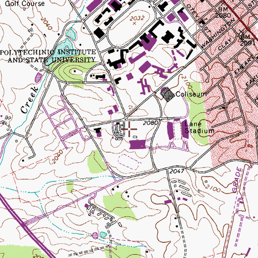 Topographic Map of McComas Hall, VA