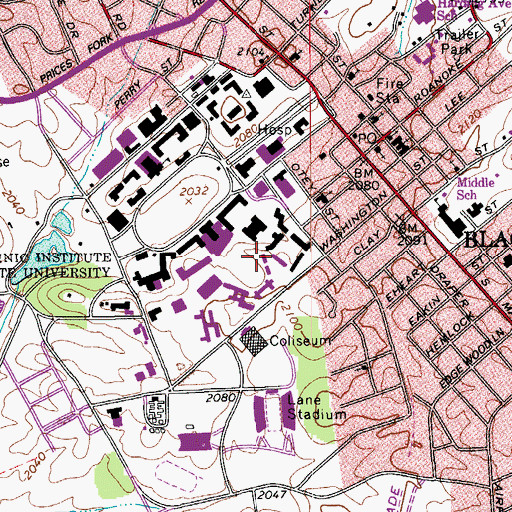 Topographic Map of New Residence Hall - East, VA