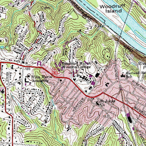 Topographic Map of Bell Residence Hall, VA