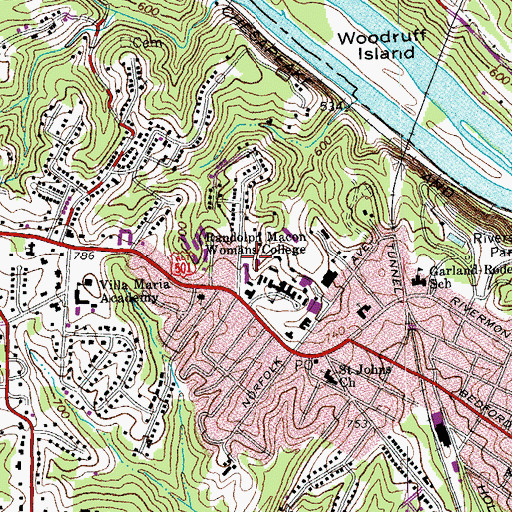 Topographic Map of Houston Memorial Hall, VA