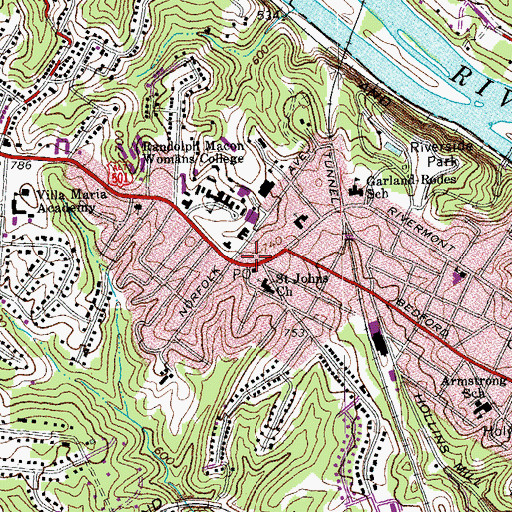 Topographic Map of The Macon Bookshop, VA
