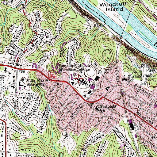Topographic Map of Thoresen Hall, VA