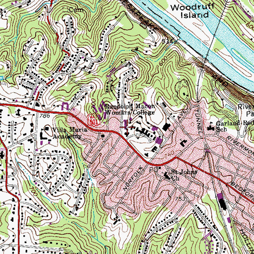 Topographic Map of Wright Residence Hall, VA