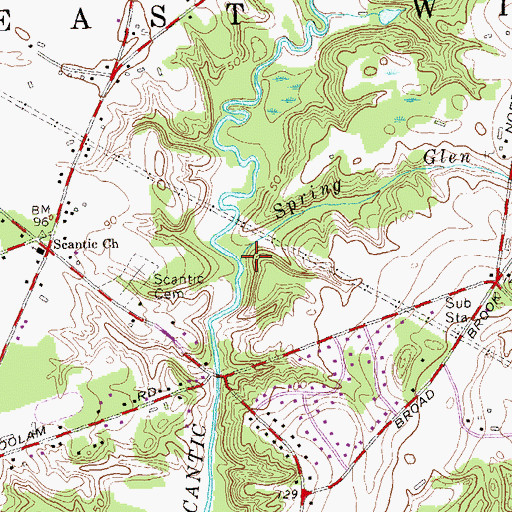 Topographic Map of Spring Glen Brook, CT