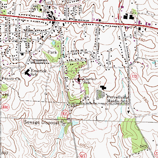 Topographic Map of Carver Center, VA