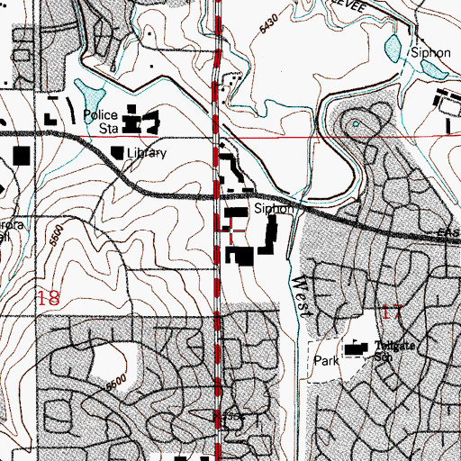 Topographic Map of City Center Marketplace Shopping Center, CO