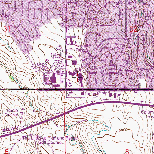 Topographic Map of Foxridge Plaza Shopping Center, CO