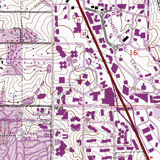 Topographic Map of Greenwood Plaza Shopping Center, CO