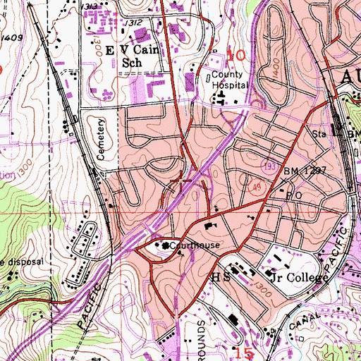 Topographic Map of Exit 119B, CA