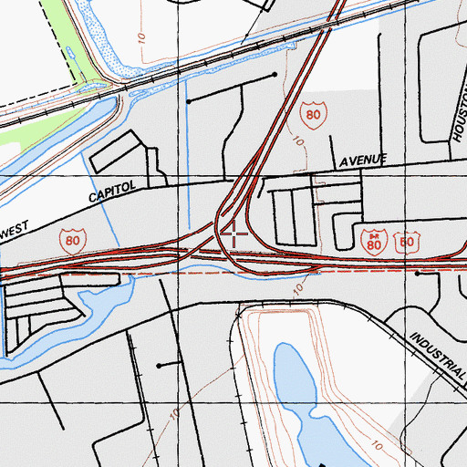 Topographic Map of Exit 1A, CA