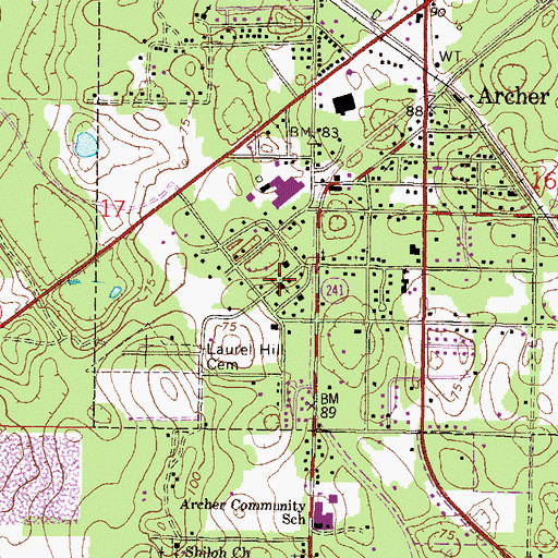 Topographic Map of First United Methodist Church, FL