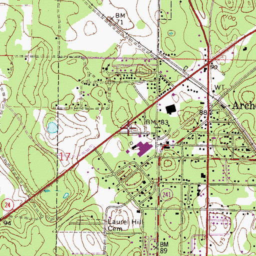 Topographic Map of Archer Family Life Church of God, FL