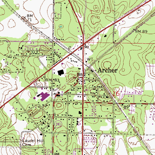 Topographic Map of Church of Christ, FL