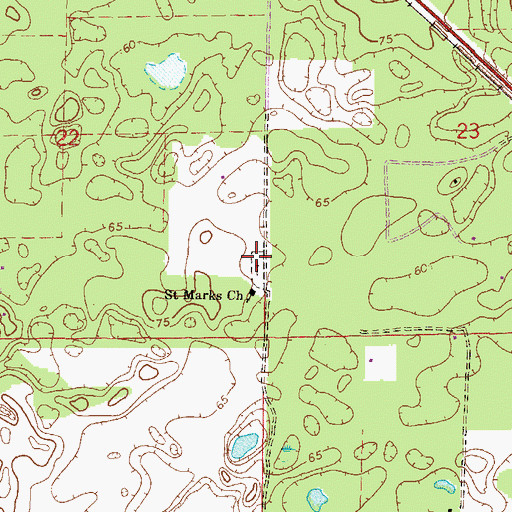 Topographic Map of Saint Mark Cemetery, FL