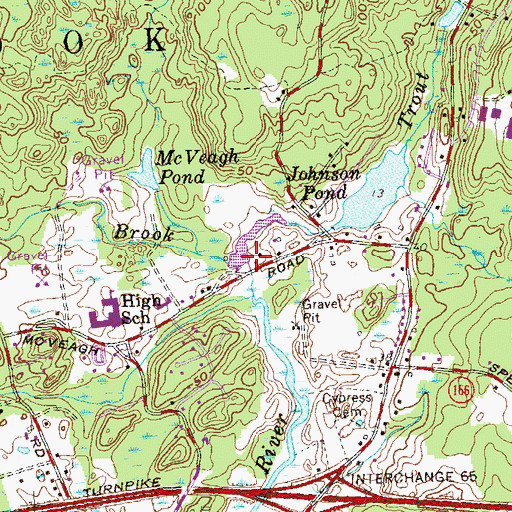 Topographic Map of Spring Lot Brook, CT