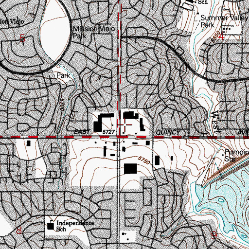 Topographic Map of Summer Valley Shopping Center, CO