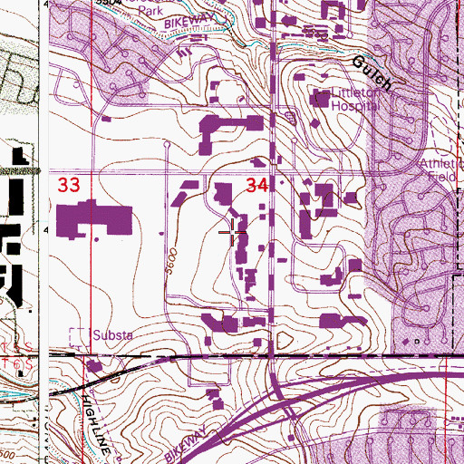 Topographic Map of The Market At Southpark Shopping Center, CO
