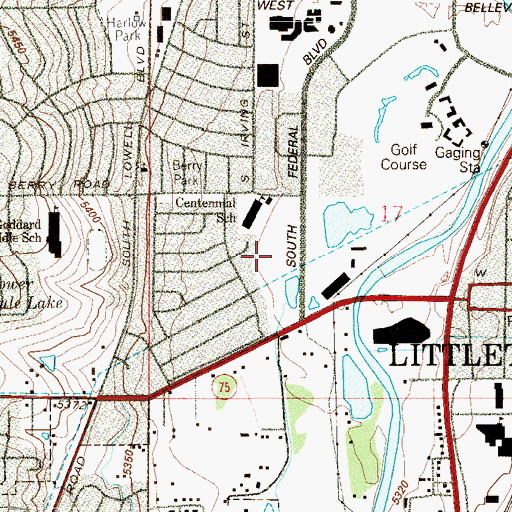 Topographic Map of Bowles Grove Park, CO