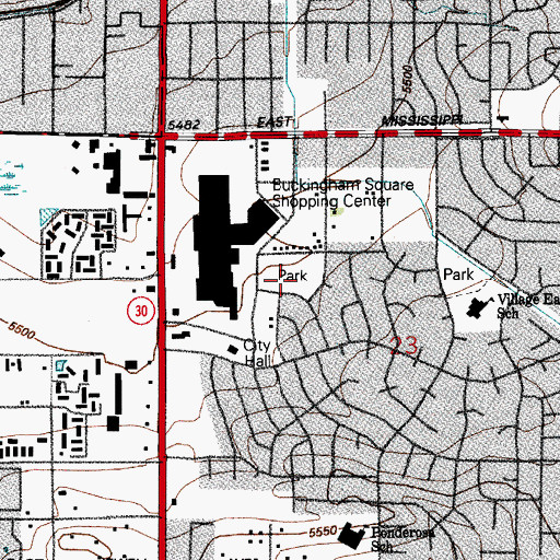 Topographic Map of Canterbury Park, CO