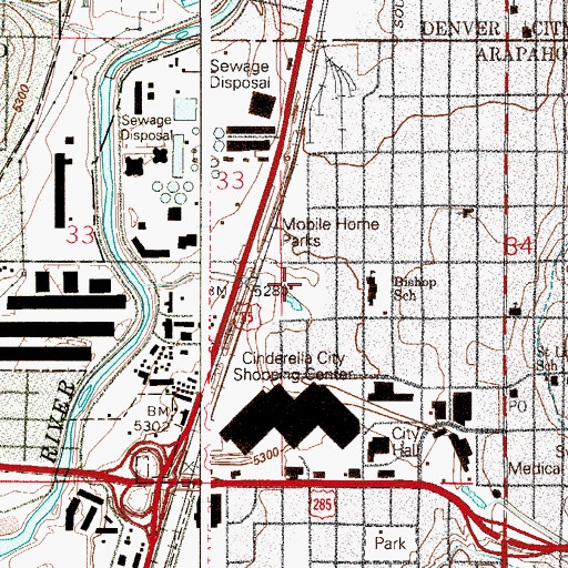 Topographic Map of Cushing Park, CO