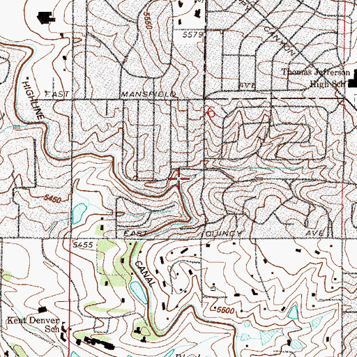 Topographic Map of Dahlia Hollow Park, CO