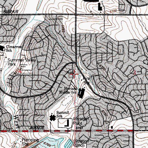 Topographic Map of Horizon Park, CO