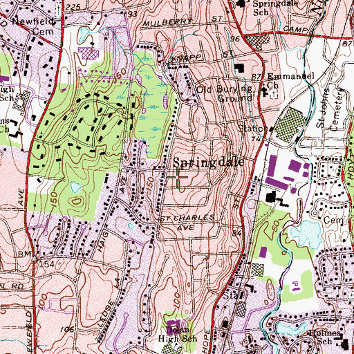 Topographic Map of Springdale, CT