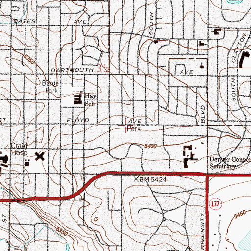 Topographic Map of Packy Romans Park, CO