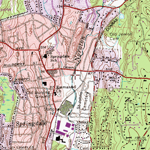Topographic Map of Springdale Brook, CT