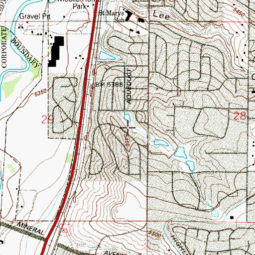 Topographic Map of Ridgeview Park, CO