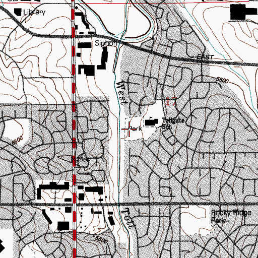 Topographic Map of Tollgate Park, CO