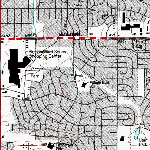 Topographic Map of Village East Park, CO