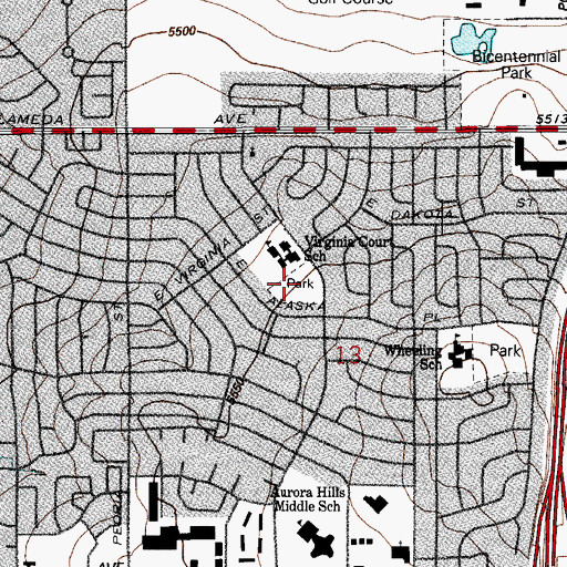 Topographic Map of Virginia Court Park, CO