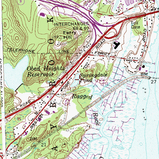 Topographic Map of Springdale Pond, CT