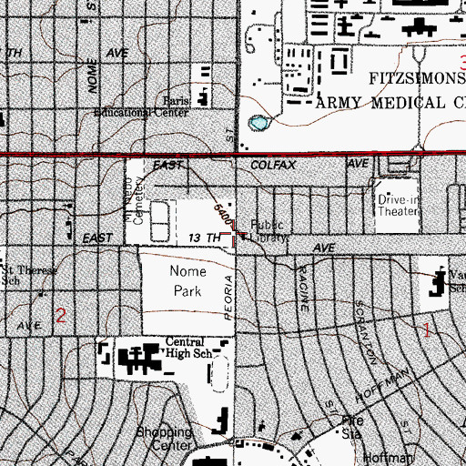 Topographic Map of North Branch Aurora Public Library, CO