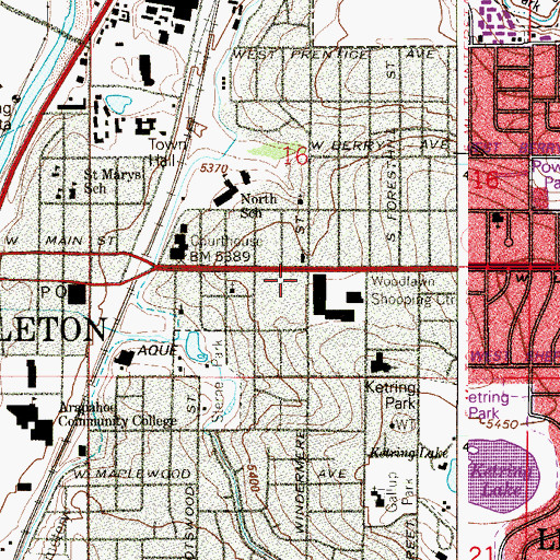 Topographic Map of Arapahoe County Courts, CO