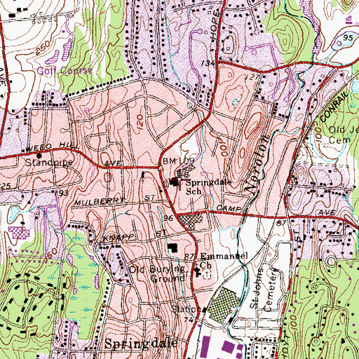 Topographic Map of Springdale Elementary School, CT