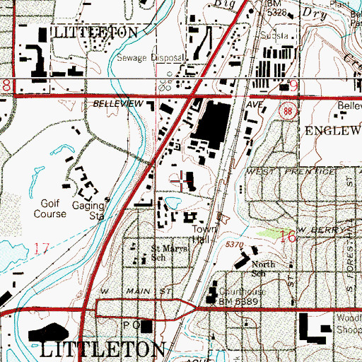 Topographic Map of Arapahoe County Government Center, CO